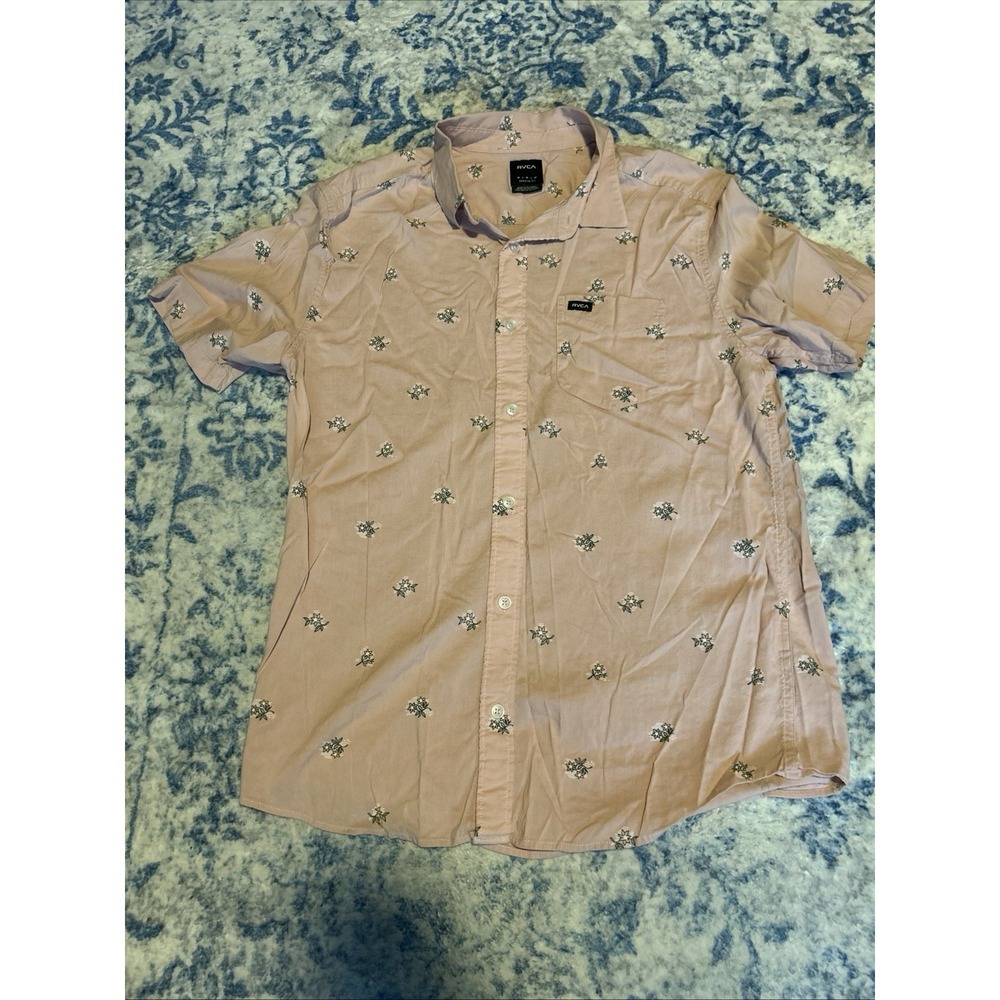 RVCA Button-Up Short Sleeve Shirt Men's Size M Floral /White Casual Wear